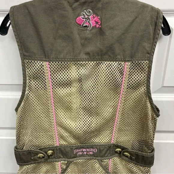 Browning For Her Reactar Shooting Vest Mesh Hunting Brown Pink Adjustable Small - Picture 5 of 7